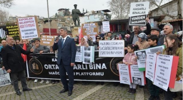 Aydoğar Uygun Olmayan Alan ve Orta Hasarlı Bina mağdurları ile Eylemdeydi