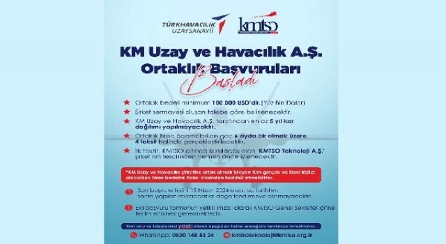 KM Uzay ve Havacılık A.Ş. Ortaklık Başvuruları Başladı!