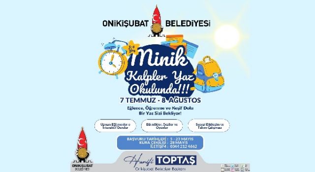 Onikişubat Belediyesi’nin ‘Minik Kalpler Yaz Okulu’na başvurular başladı