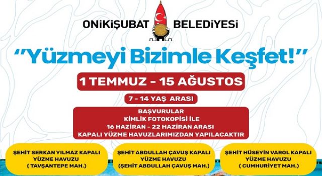 Yüzmeyi Onikişubat’la keşfedecek çocuklara müjde! Kurs başvurular başladı
