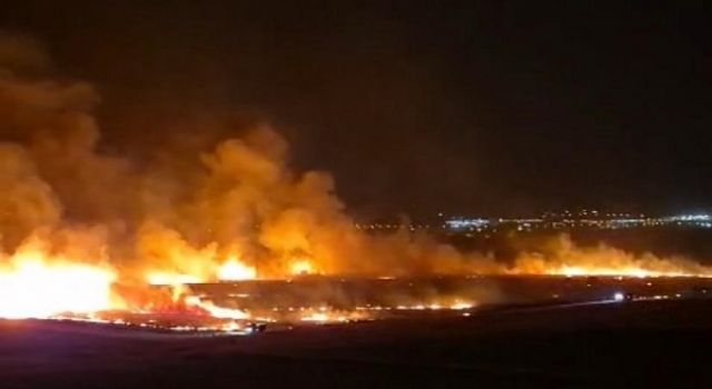 Kahramanmaraş’ta anız yangını geceyi gündüze çevirdi 