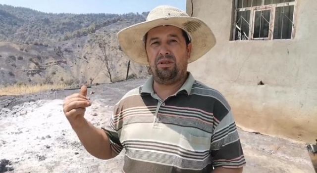 Orman yangınında evi yanan vatandaş yetkililerden yardım istedi