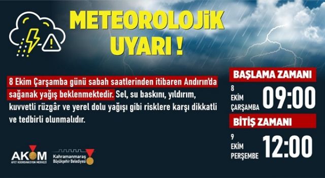 Büyükşehir'den Meteorolojik Uyarı