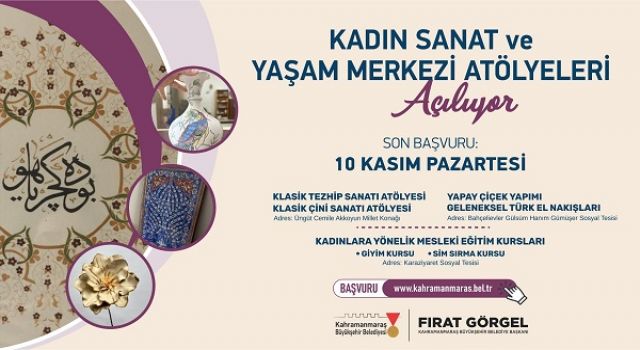Büyükşehir’in Kadın Sanat ve Yaşam Merkezi Atölyelerine Başvurular Başladı!
