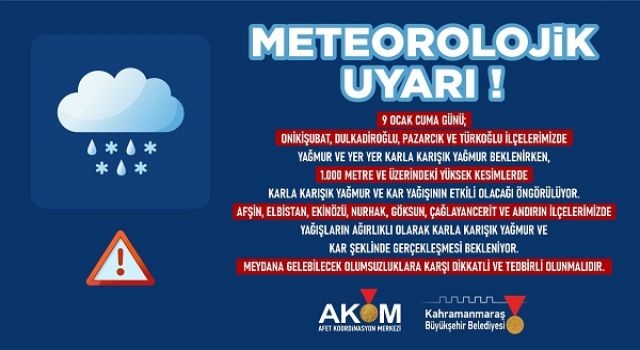 9 Ocak’ta Şehir Genelinde Yağışlı Hava Etkili Olacak!