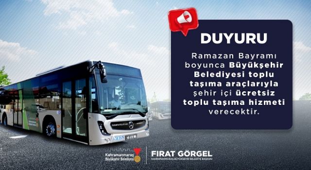 Büyükşehir’den Bayramda Ücretsiz Ulaşım
