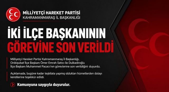 MHP Kahramanmaraş’ta İlçe Başkanlıklarında Görev Değişimi