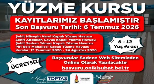 Onikişubat Belediyesi’nin ücretsiz Yaz Yüzme Kursları’na kayıtlar devam ediyor