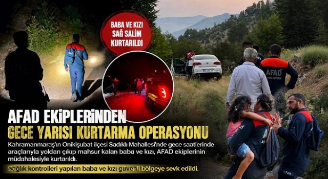 Kahramanmaraş’ta araçta mahsur kalan baba ve kızı kurtarıldı