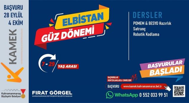 Elbistan, Andırın, Çağlayancerit ve Ekinözü’nde KAMEK Eğitimlerine Başvurular Başladı!