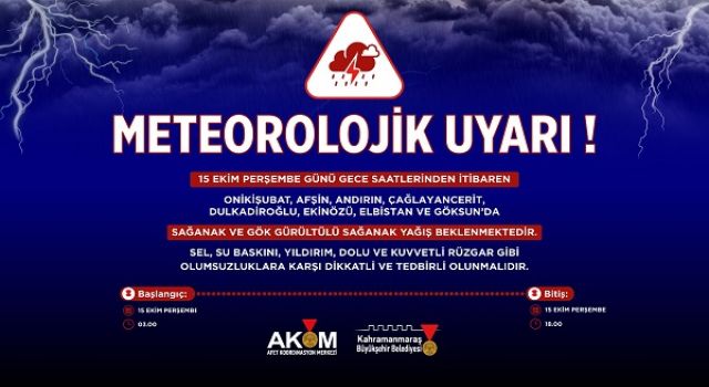 Büyükşehir’den 8 İlçede Kuvvetli Sağanak Uyarısı!