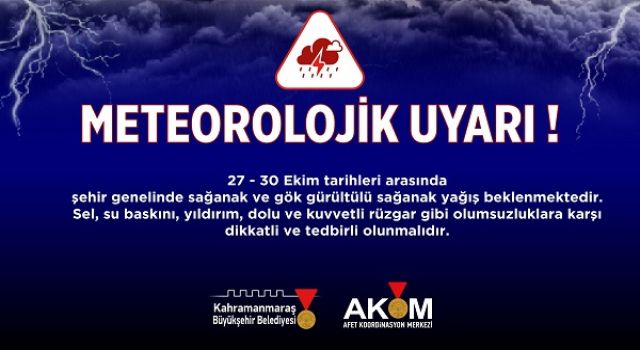 Şehir Genelinde Sağanak Yağış Uyarısı!