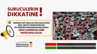 Onikişubat’ta O Arter 1 Gün Süreyle Trafiğe Kapalı Olacak