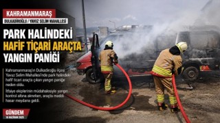 Kahramanmaraş’ta çıkan yangın araç demir yığınına döndü 