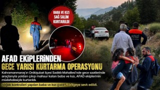 Kahramanmaraş’ta araçta mahsur kalan baba ve kızı kurtarıldı