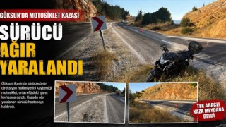 Uyarı levhasına çarpan motosiklet sürücüsü ağır yaralandı